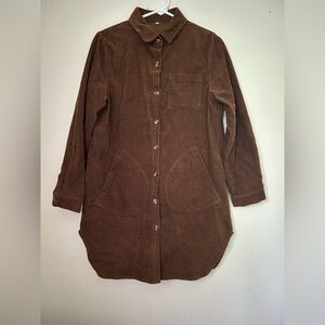 Vintage- inspired 100% cotton Shacket size medium in brown corduroy